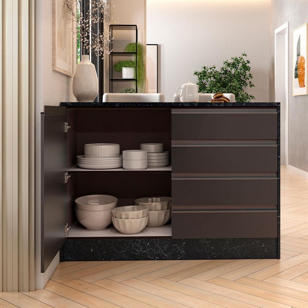 Bancada Bartira Gourmet com 1 Porta, 4 Gavetas e 1 Prateleira - 126cm de largura - 2