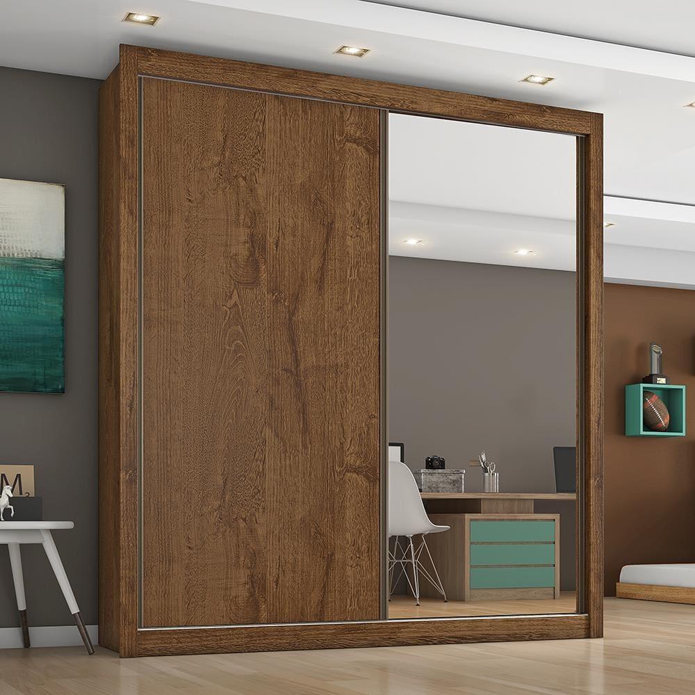 Guarda-Roupa Solteiro Móveis Europa Zurique Flex com Espelho 170cm Largura 2 Portas 4 Gavetas - 1