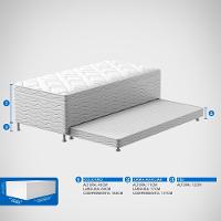 Cama Box Conjugada Solteiro Probel Platinum com Cama Auxiliar 43x88x188cm - Preta/Cinza - 7