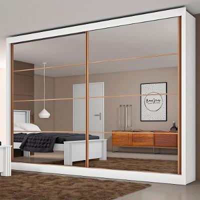 Guarda-Roupa Casal Mademarques Sevilha com 2 Portas, 6 Gavetas, 10 Prateleiras e Espelho - 228cm de largura