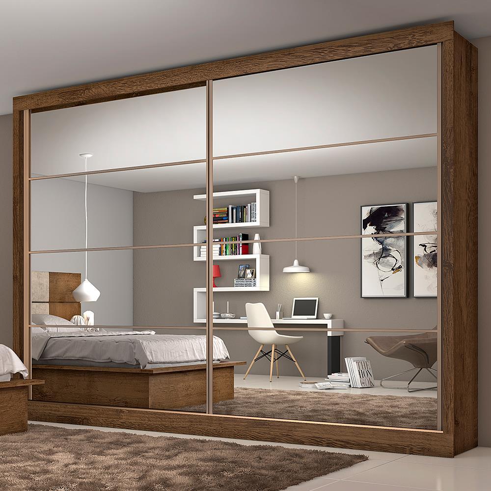 Guarda-Roupa Casal Mademarques Sevilha com 2 Portas, 6 Gavetas, 10 Prateleiras e Espelho - 228cm de largura - 1