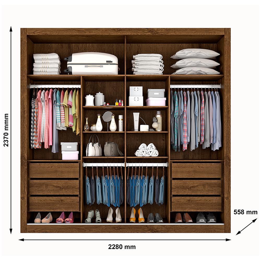 Guarda-Roupa Casal Mademarques Sevilha com 2 Portas, 6 Gavetas, 10 Prateleiras e Espelho - 228cm de largura - 5