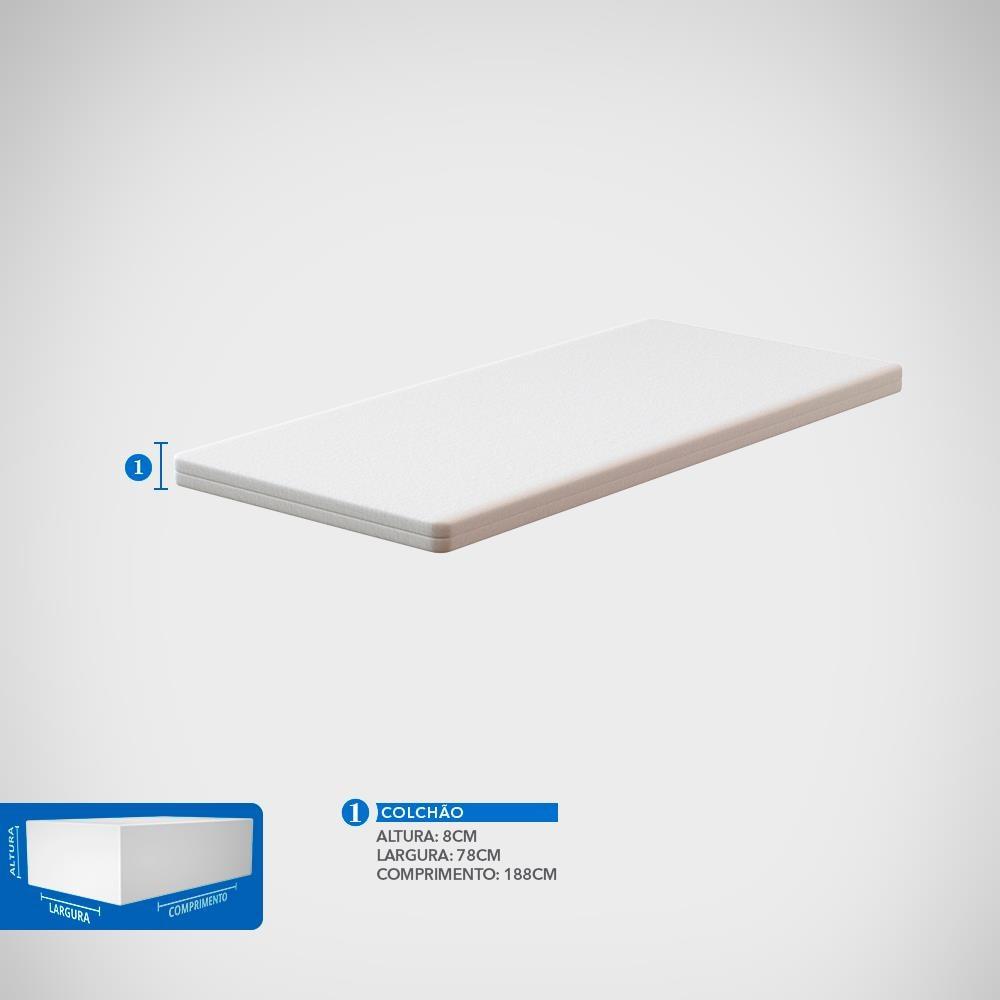 Colchonete de Solteiro Probel Guarda Costas Espuma D20 com Fitim 8x78x188cm - Preto - 2