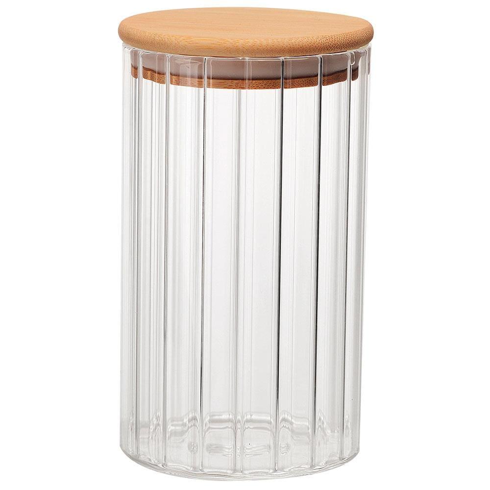 Porta Mantimento Canelado Dynasty em Vidro Borossilicato e Tampa em Bambu - 750ml - 1