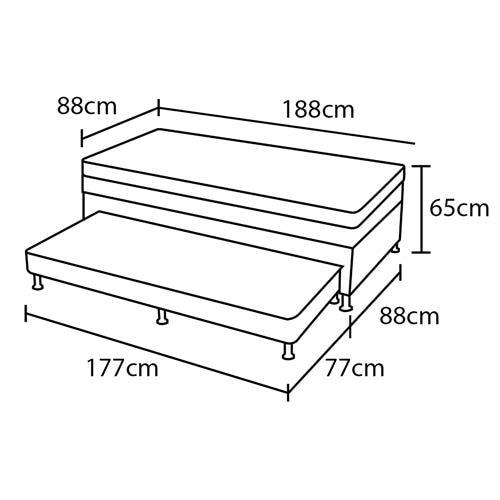 Cama Box Conjugada de Solteiro Probel PROdormir Advanced com Cama Auxiliar 65x188x88 cm – Branco/Cinza - 4