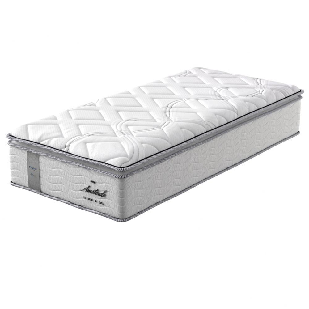 Colchão de Solteiro Probel Amsterdã D33 com Molas Ensacadas e Pillow Top 34x88x188 - Branco/Preto - 1
