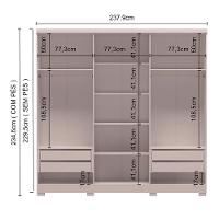 Guarda-Roupa Casal Bartira Napoli UP com 234,5cm de Largura, 6 Portas, 4 Gavetas e 4 Prateleiras - 5