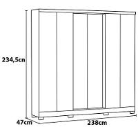 Guarda-Roupa Casal Bartira Napoli UP com 234,5cm de Largura, 6 Portas, 4 Gavetas e 4 Prateleiras - 6