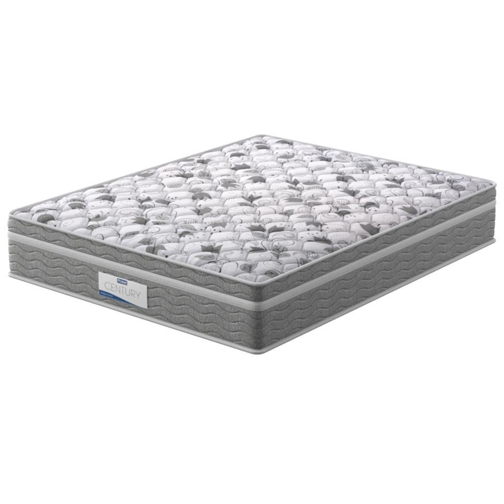 Colchão King Size Probel Century D28 com Molas Ensacadas e Pillow Euro 32x193x203cm - Branco/Cinza - 1