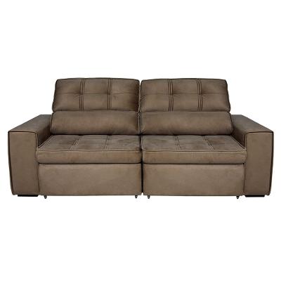 Sofá 5 Lugares Luizzi Bugatti II com Retrátil e Reclinável, Revestido em Tecido Veludo Plush e 251 cm de Largura