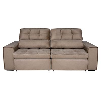 Sofá 5 Lugares Luizzi Bugatti II com Retrátil e Reclinável, Revestido em Tecido Veludo Plush e 251 cm de Largura