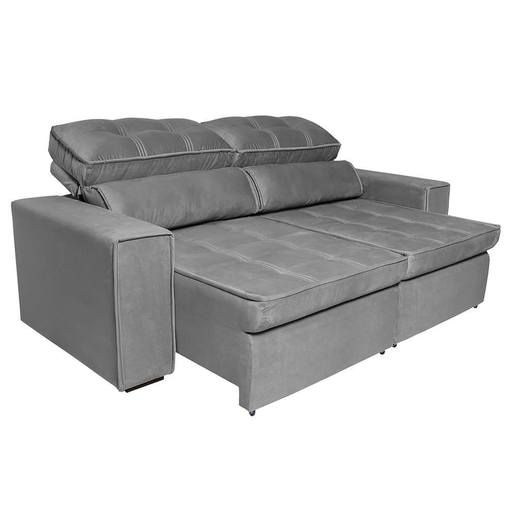 Sofá 5 Lugares Luizzi Bugatti II com Retrátil e Reclinável, Revestido em Tecido Veludo Plush e 251 cm de Largura - 3