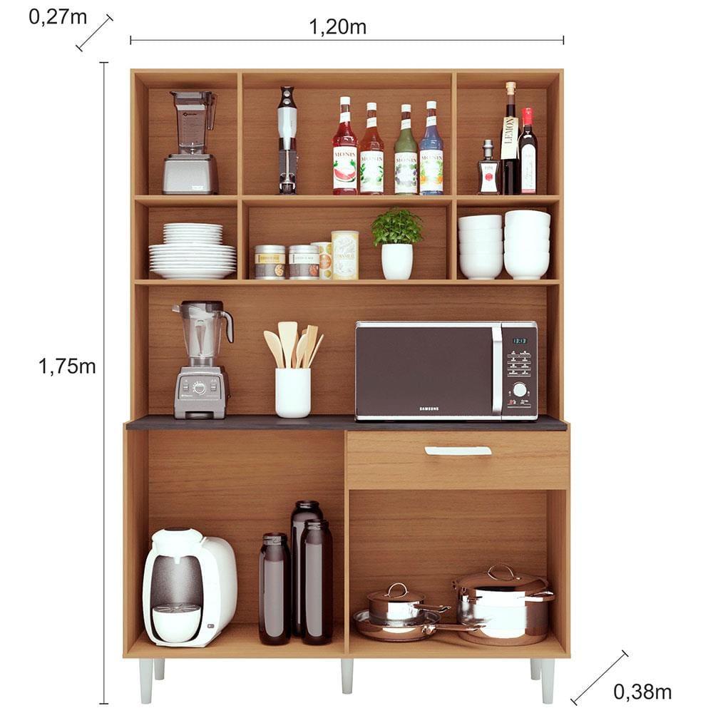 Cozinha Compacta Poliman Móveis Gabi com 8 Portas e 1 Gaveta - 120cm de largura - 4