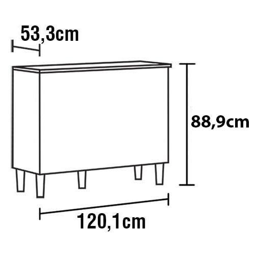 Balcão Triplo Bartira Amazonita com 3 Portas e 1 Prateleira - 120,1cm de largura - 3