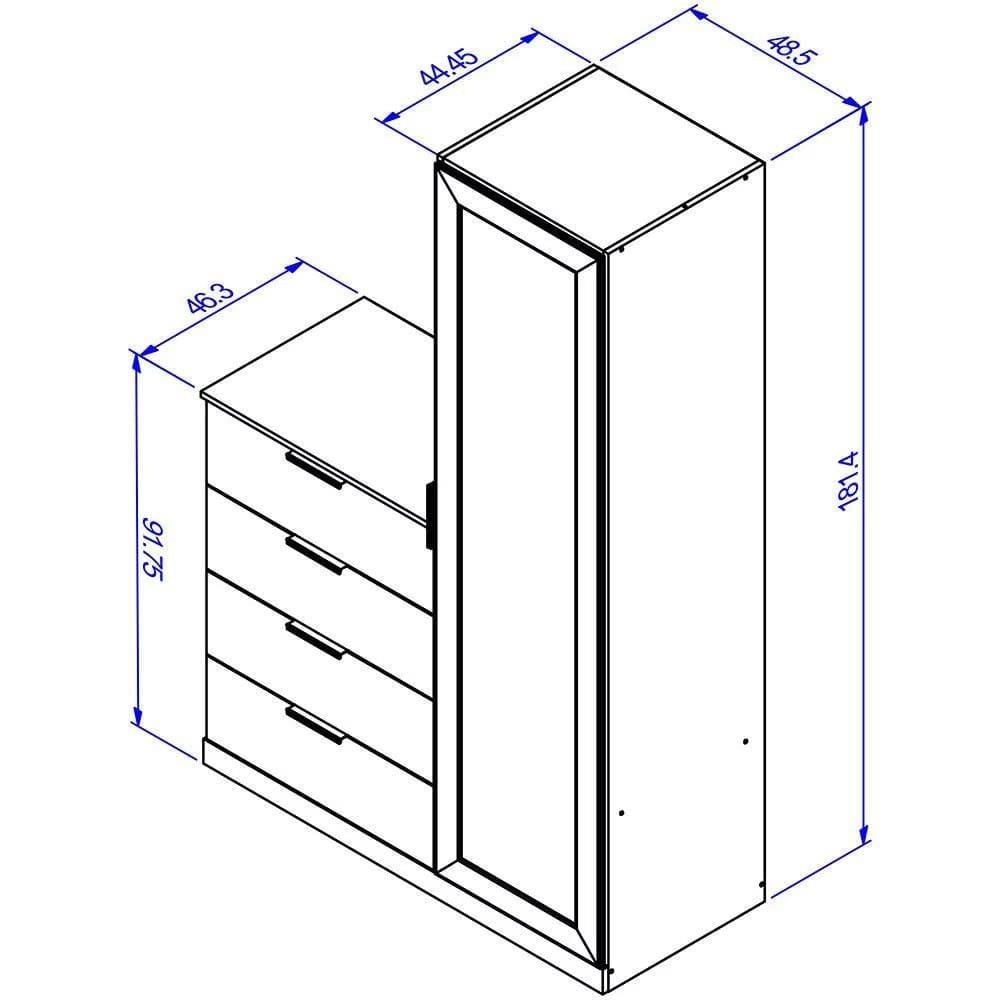 Cômoda Sapateira Bartira Versatti com 4 Gavetas, 1 Porta e Espelho - 3