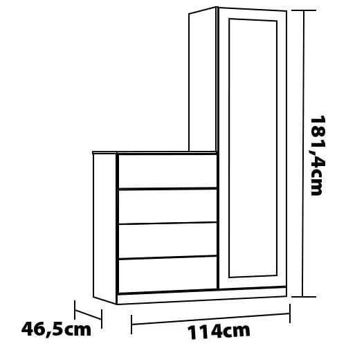 Cômoda Sapateira Bartira Versatti com 4 Gavetas, 1 Porta e Espelho - 5