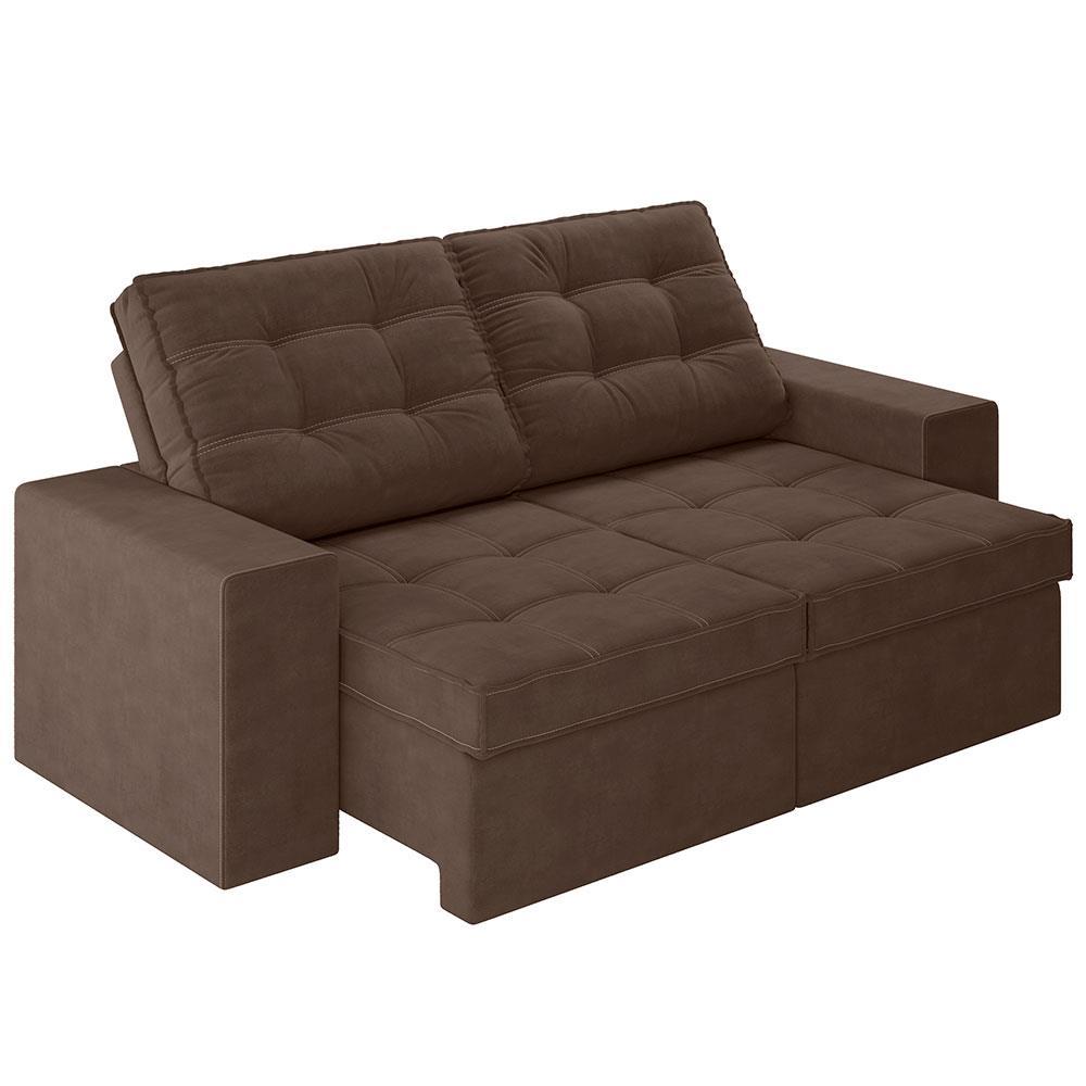 Sofá 3 Lugares Luizzi Monet com Assento Retrátil e Reclinável, Revestido em Veludo - 191cm de Largura - 7