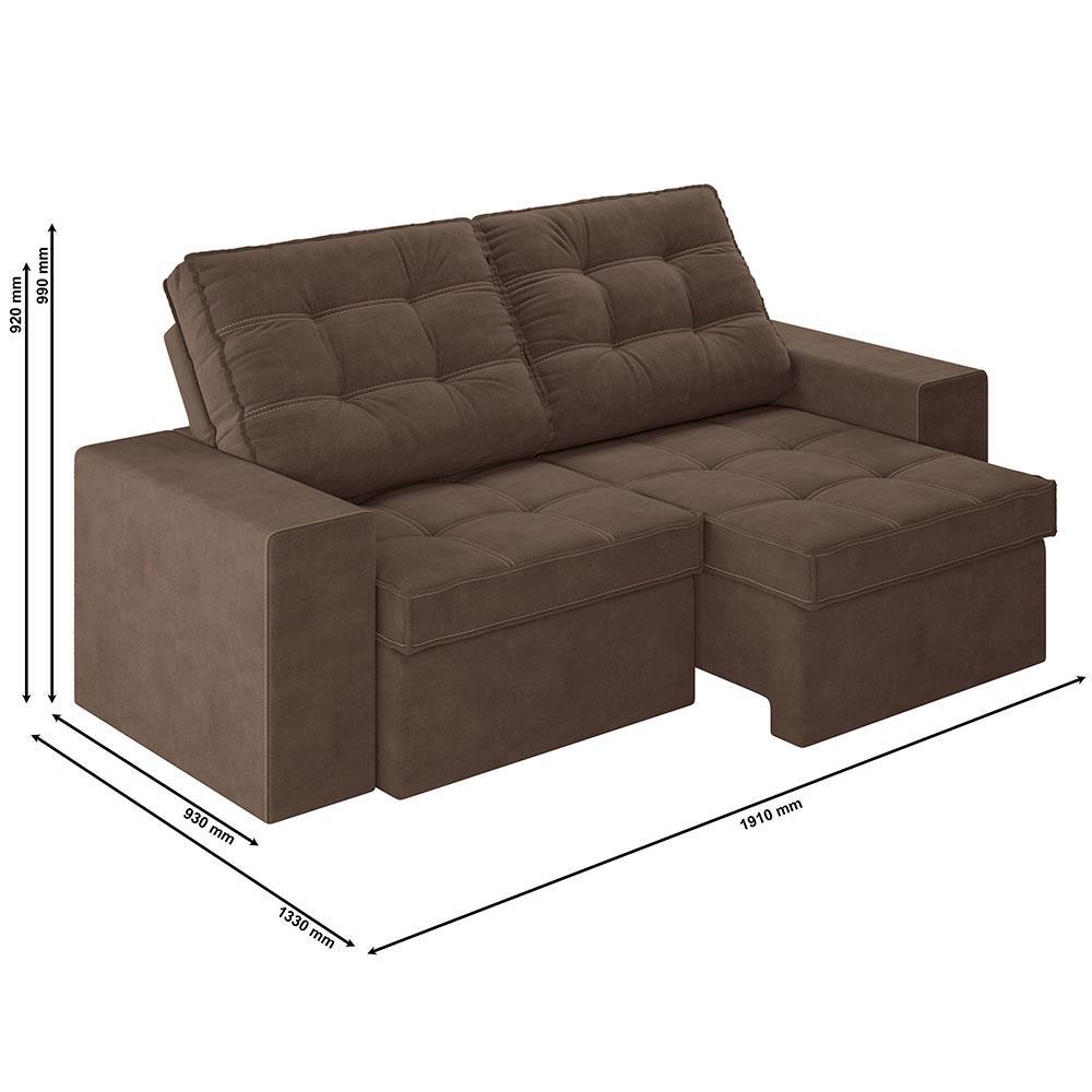 Sofá 3 Lugares Luizzi Monet com Assento Retrátil e Reclinável, Revestido em Veludo - 191cm de Largura - 8