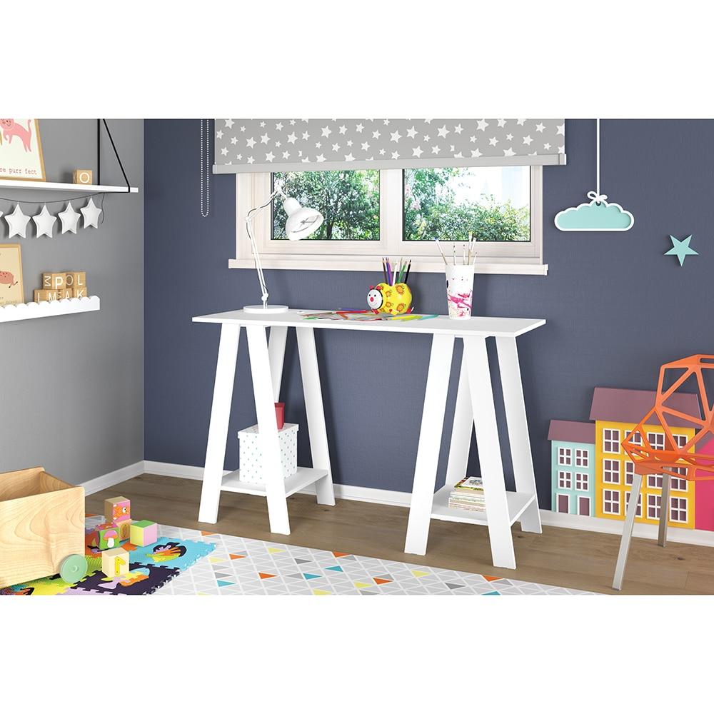 Mesa para Computador Politorno Delta com 2 Prateleiras – Branca - 3