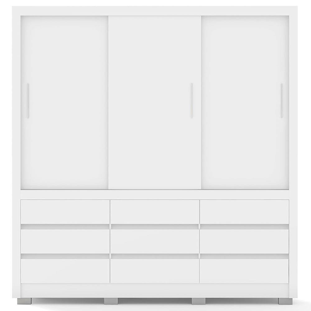 Guarda-Roupa Bartira Arezzo com 3 Portas e 9 Gavetas Externas - 207,4cm de largura - 2