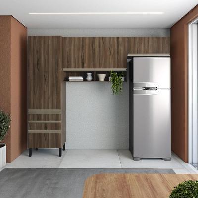 Cozinha Compacta Bartira Jaspe com 4 Portas, 3 Gavetas e 5 Prateleiras - 260,4cm de largura