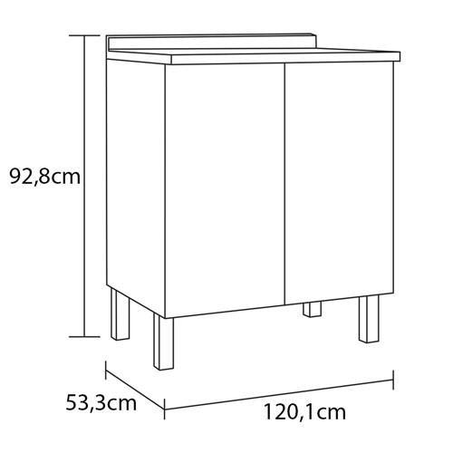 Balcão Duplo Bartira Jaspe com 2 Portas e 1 Prateleira - 120,1cm de largura - 3