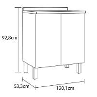 Balcão Duplo Bartira Jaspe com 2 Portas e 1 Prateleira - 120,1cm de largura - 3