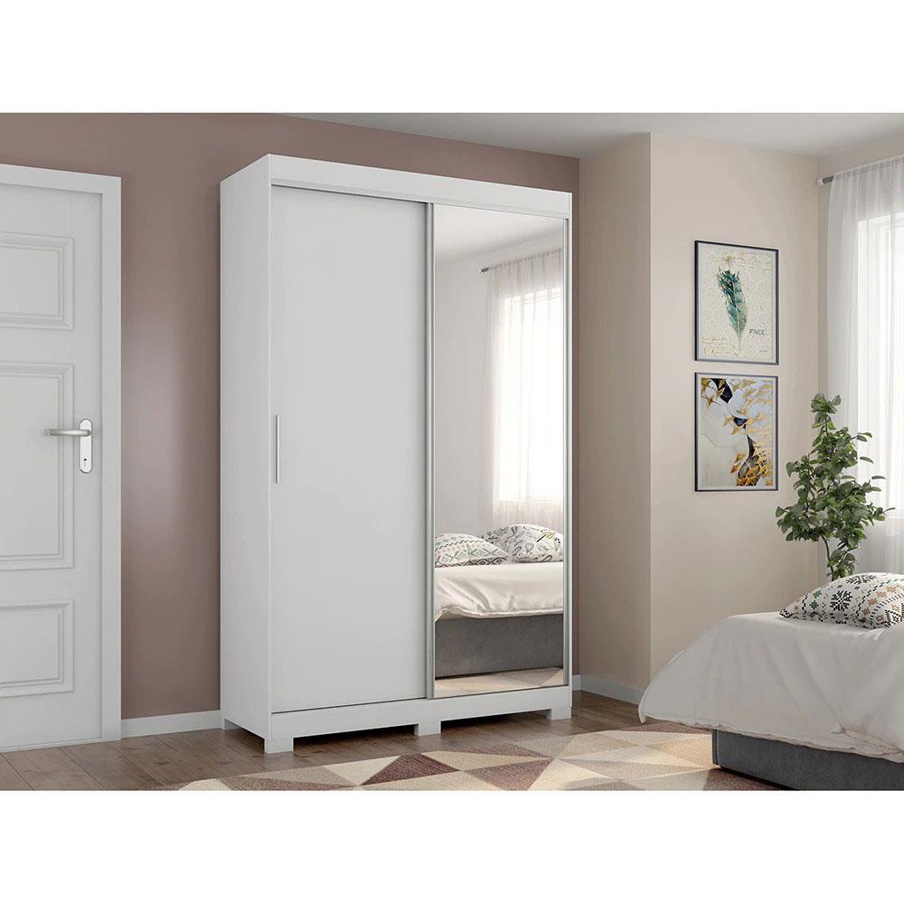 Guarda-Roupa Solteiro Bartira América com Espelho, 2 Portas, 2 Gavetas - 136,2cm de largura - 1