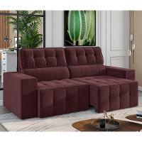 Sofá 4 Lugares Luizzi Falconi com 219 cm de Largura, Retrátil e Reclinável, Revestido em Veludo Plush - 1