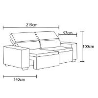 Sofá 4 Lugares Luizzi Falconi com 219 cm de Largura, Retrátil e Reclinável, Revestido em Veludo Plush - 6