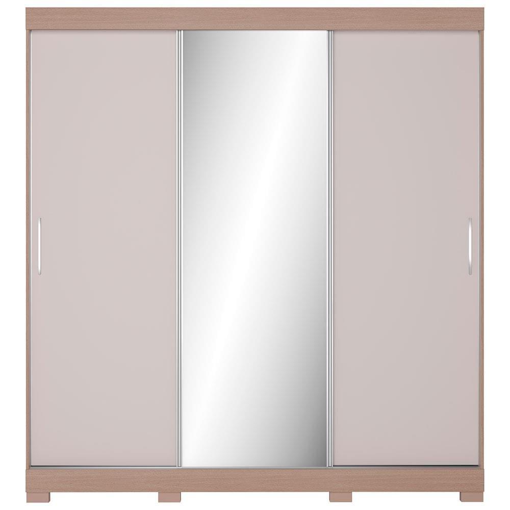 Guarda-Roupa Bartira Ventura com Espelho, 3 Portas de Correr e 4 Gavetas - 205,5cm de largura - 2