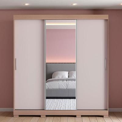 Guarda-Roupa Bartira Ventura com Espelho, 3 Portas de Correr e 4 Gavetas - 205,5cm de largura