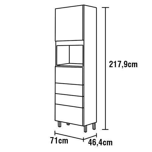 Paneleiro Bartira Amazonita com 2 Portas, 3 Gavetas e 3 Prateleiras - 71cm de largura - 6