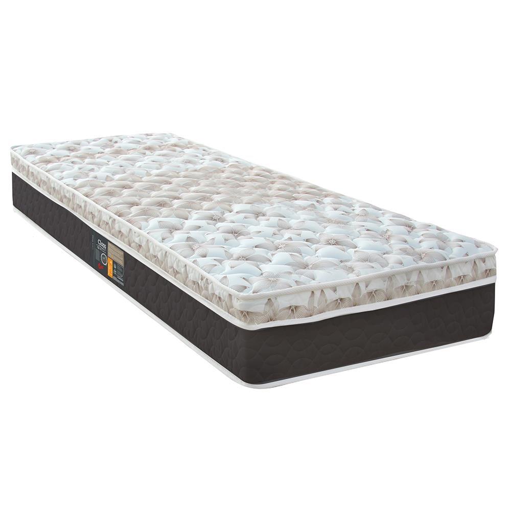 Colchão Solteiro Castor Sleep Class Híbrido com Euro Pillow e Molas Ensacadas 25x88x188 cm - Branco, Cinza e Marrom - 1