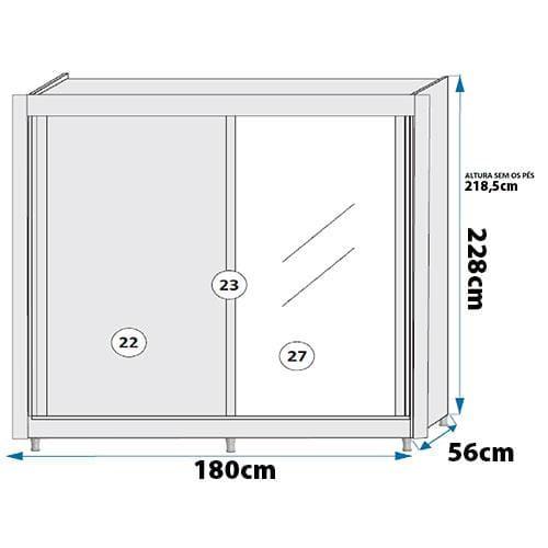 Guarda-Roupa Solteiro Mademarques Hamburgo com 2 Portas, 4 Gavetas e Espelho - 180 cm de Largura - 5