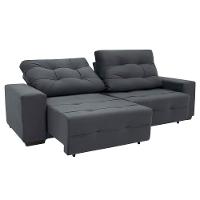 Sofá 4 Lugares Linoforte Bonno Retrátil e Reclinável Revestido em Tecido Suede - 230cm de Largura