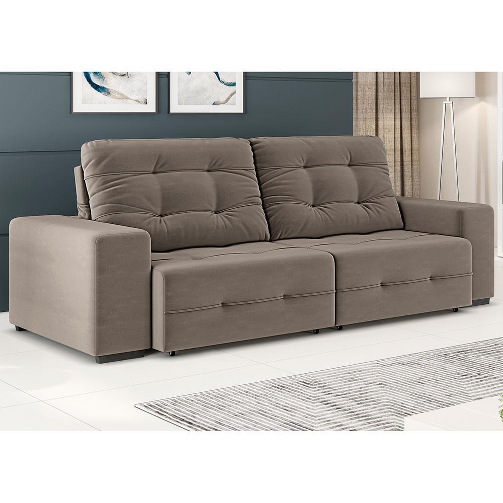 Sofá 4 Lugares Linoforte Bonno Retrátil e Reclinável Revestido em Tecido Suede - 230cm de Largura - 4