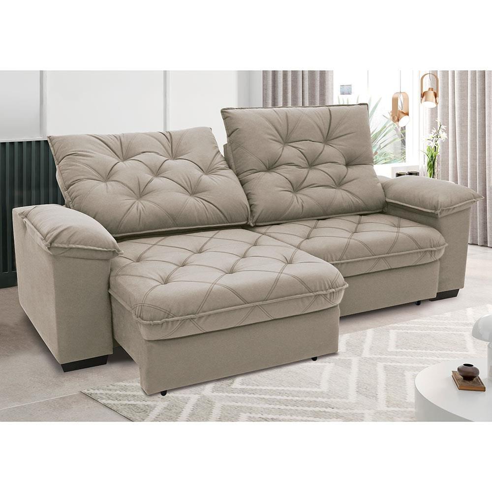 Sofá 4 Lugares Linoforte Luggero Retrátil e Reclinável Revestido em Tecido Suede - 230cm de largura - 2