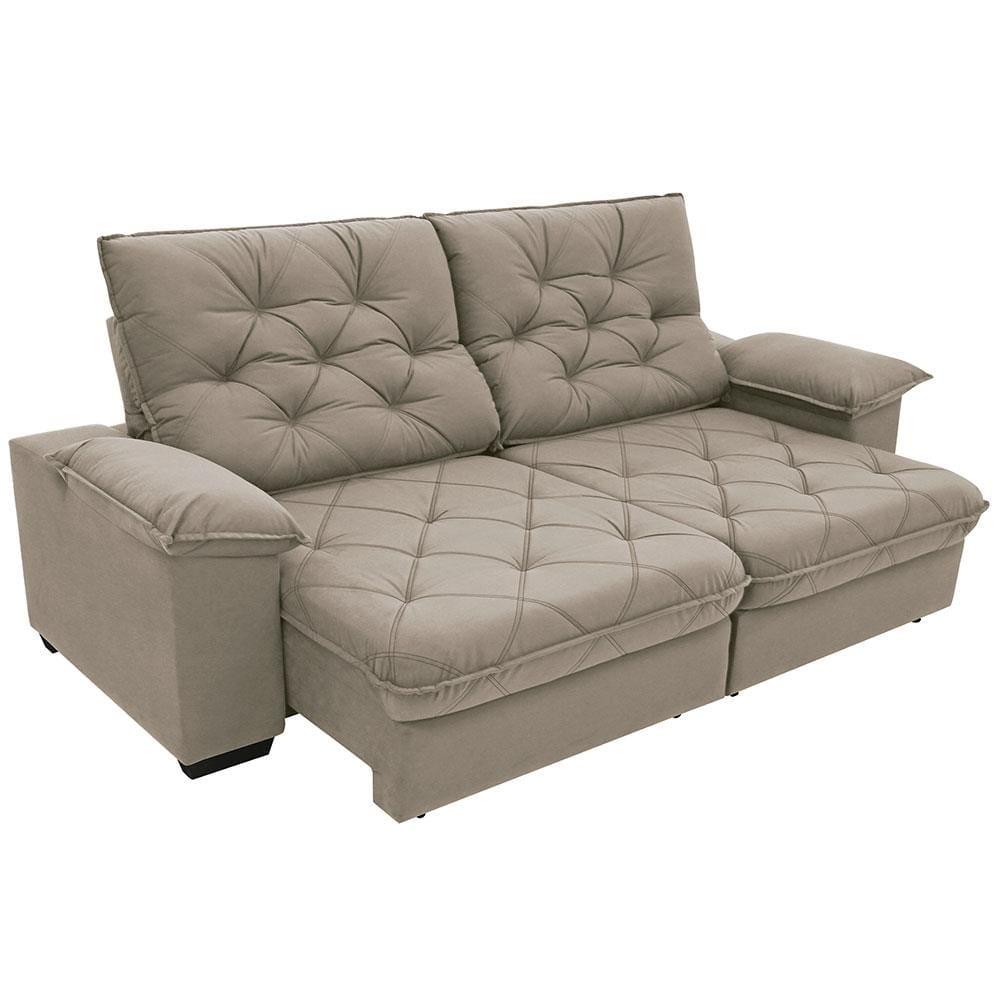Sofá 4 Lugares Linoforte Luggero Retrátil e Reclinável Revestido em Tecido Suede - 230cm de largura - 4
