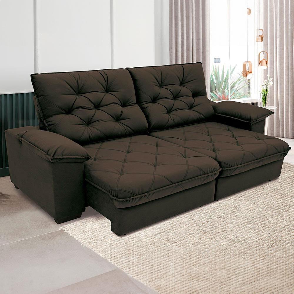 Sofá 4 Lugares Linoforte Luggero Retrátil e Reclinável Revestido em Tecido Suede - 230cm de largura - 1