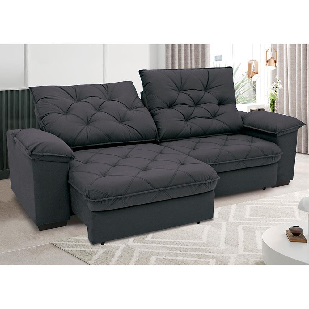 Sofá 3 Lugares Linoforte Luggero Retrátil e Reclinável Revestido em Tecido Suede com 200cm de Largura - 2