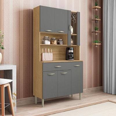 Cozinha Compacta Kits Paraná Golden com 6 Portas, 1 Gaveta e 1 Prateleira - 91cm de largura - Freijó/Patina