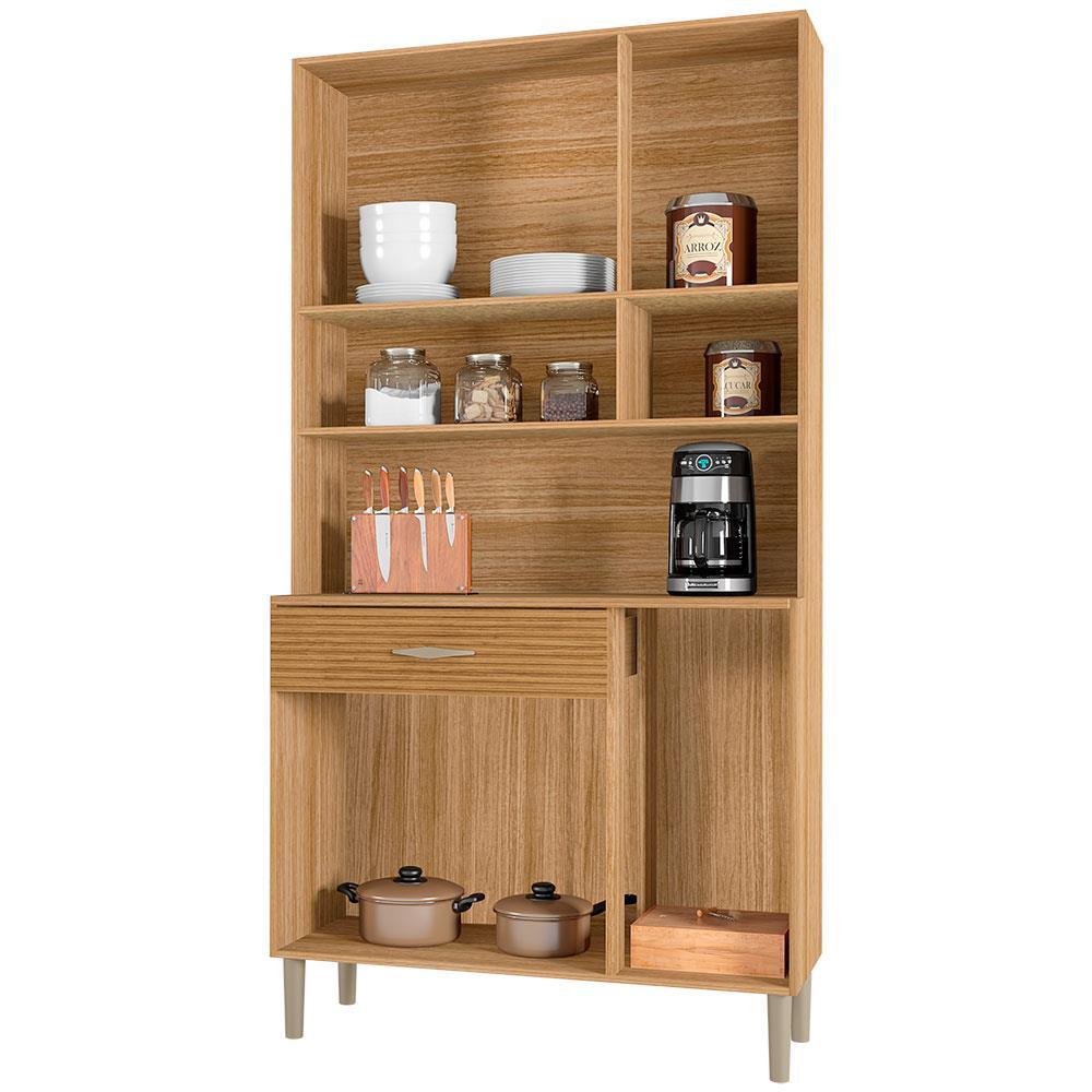 Cozinha Compacta Kits Paraná Golden com 6 Portas, 1 Gaveta e 1 Prateleira - 91cm de largura - Freijó/Patina - 3