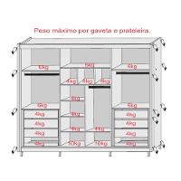 Guarda-Roupa Casal Europa Palermo com 6 Portas e 6 Gavetas - 250cm de largura
