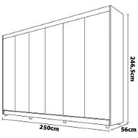 Guarda-Roupa Casal Europa Palermo com 6 Portas e 6 Gavetas - 250cm de largura - 6