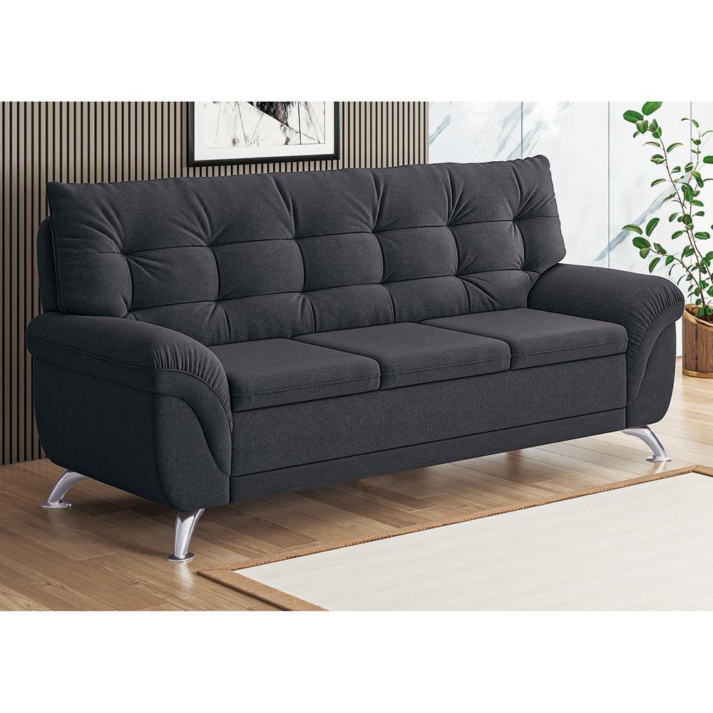 Sofá 3 Lugares Linoforte Arezzo Revestido em Suede com 202cm de Largura - 2