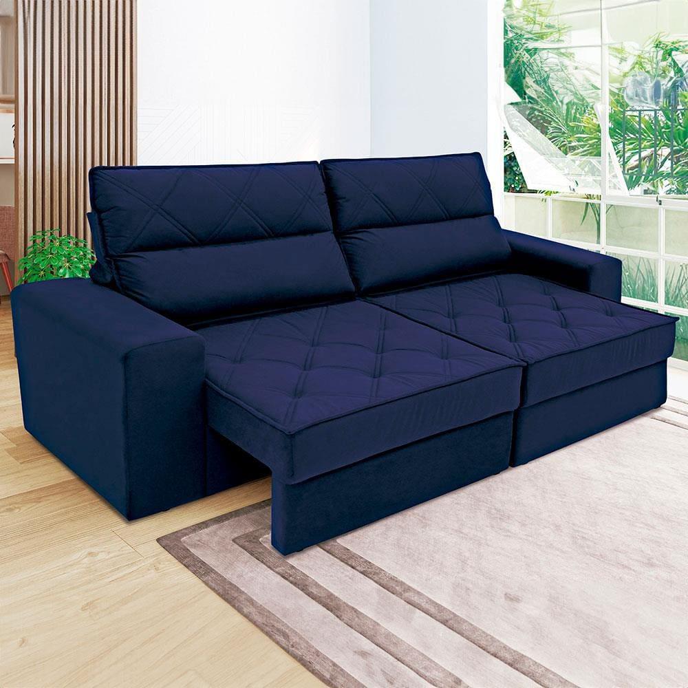 Sofá 3 Lugares Linoforte Fassatti Retrátil e Reclinável Revestido em Tecido Suede com 200cm de Largura - 1