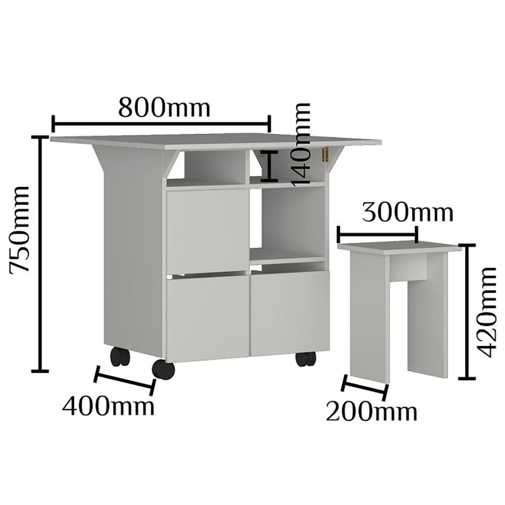 Mesa Retangular Nova Móbile Moove com 4 Bancos, Prateleira e Tampo Dobrável - 7