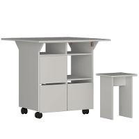 Mesa Retangular Nova Móbile Moove com 4 Bancos, Prateleira e Tampo Dobrável - 2