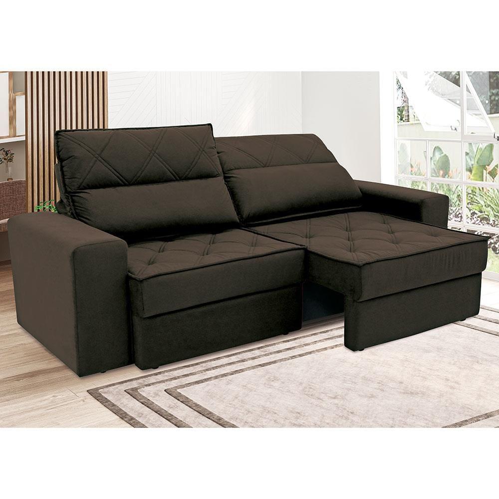 Sofá 4 Lugares Linoforte Fassatti Retrátil e Reclinável Revestido em Tecido Suede com 230cm de Largura - 3